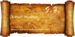 Inhof Hiador névjegykártya